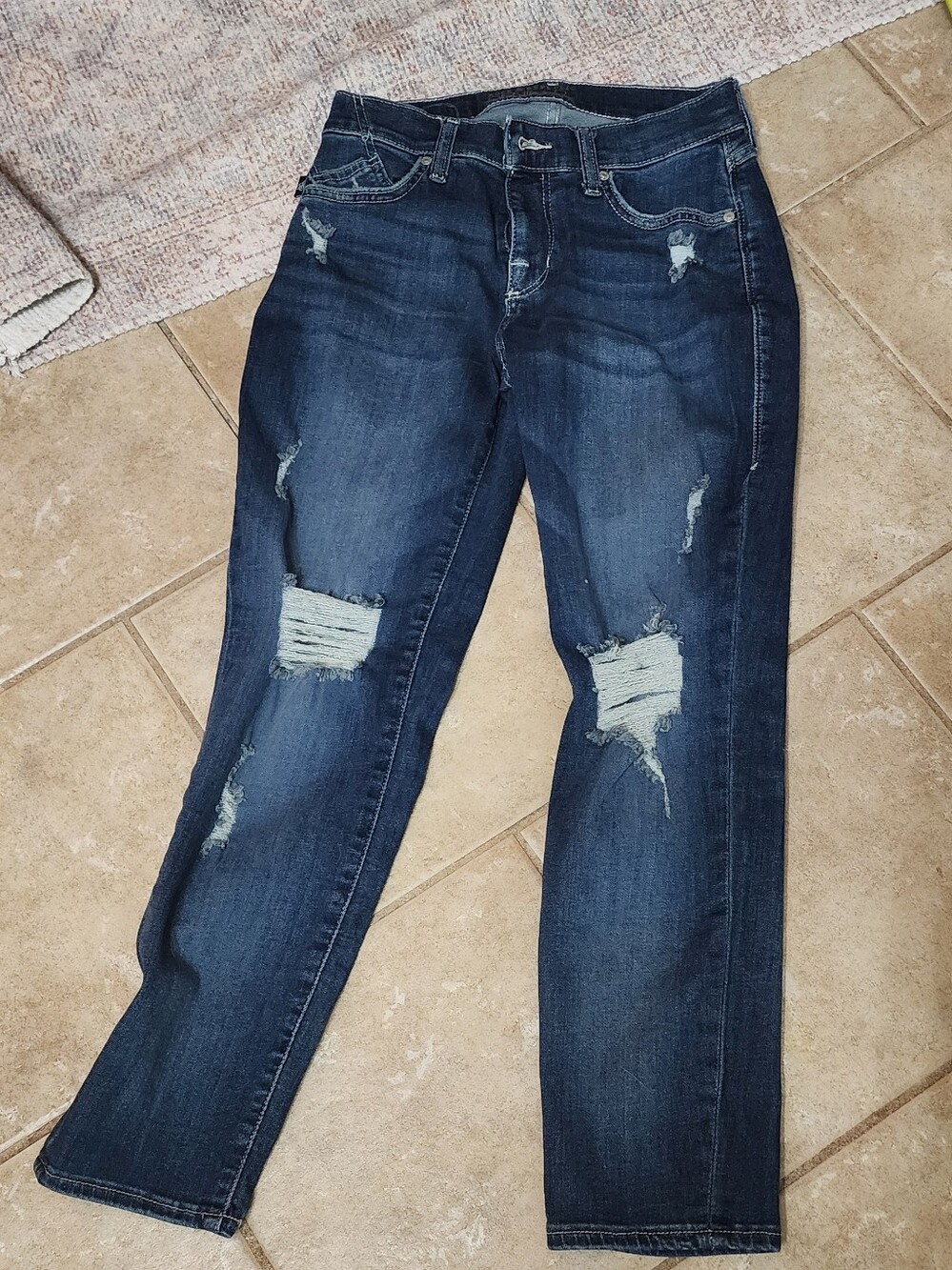 âRock & Republic Denim Rx Indee Distressedâ Boyfriend Jeans Size 2M Dark Wash